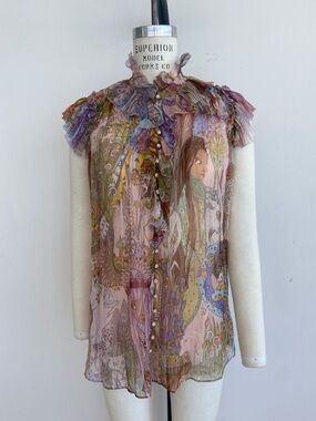 Zimmermann Kaleidoscope Multi-Color  Ruffle Blouse